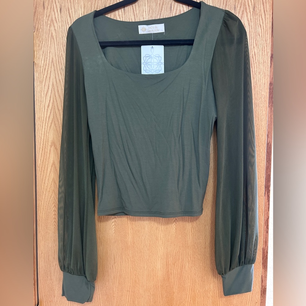 Elegant Olive Green Women's Top